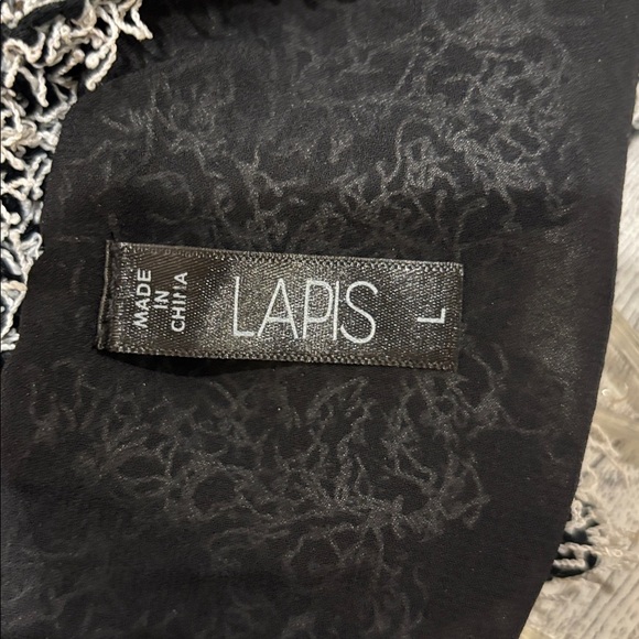 Lapis Charcoal and Silver Patterned Scarf - Picture 3 of 3